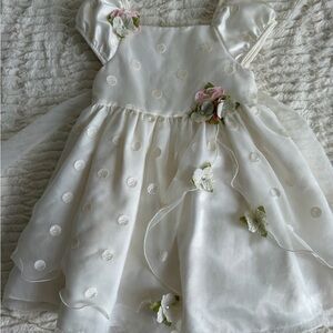 Elegant Off-white Floral Kids 24M Dress